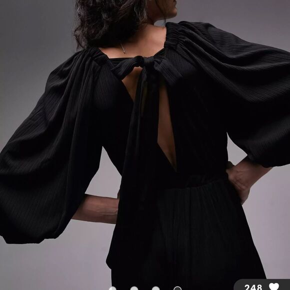 Topshop jersey long sleeve jumpsuit in black Size 8-10 Nwt - Picture 3 of 7